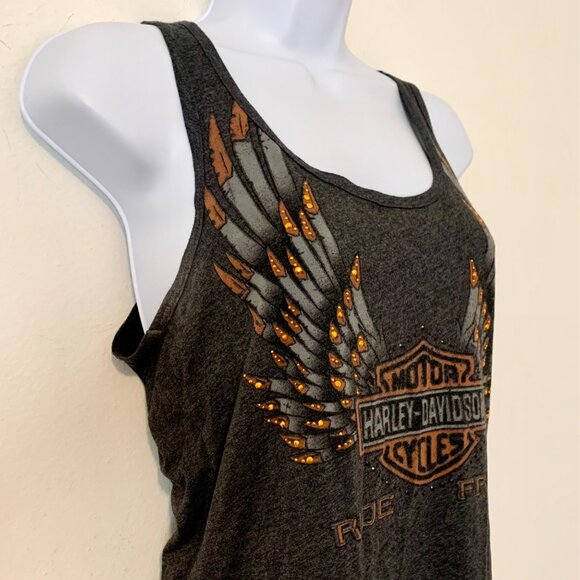Harley-Davidson Charcoal Tank with Orange Details - Picture 3 of 8